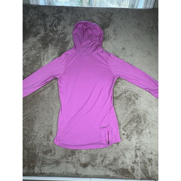 NIKE Long Sleeve pink Running Dri-Fit thin hoodie Hand Covers and Pocket Small - Picture 6 of 8